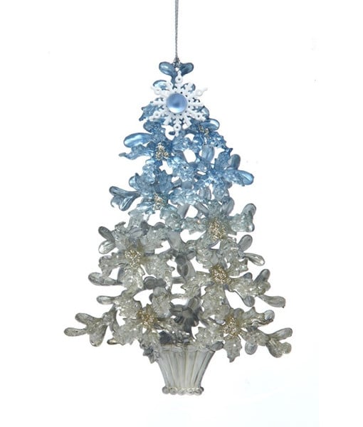 Ornement d'arbre bleu et platine