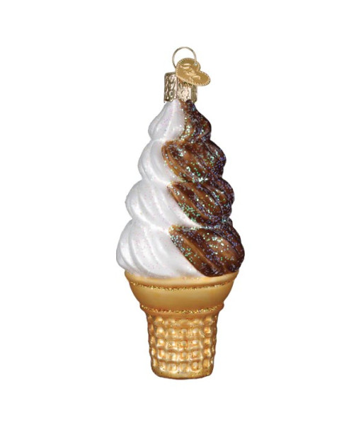 Ornement en verre, cornet de crème glacée au chocolat, crème glacée molle