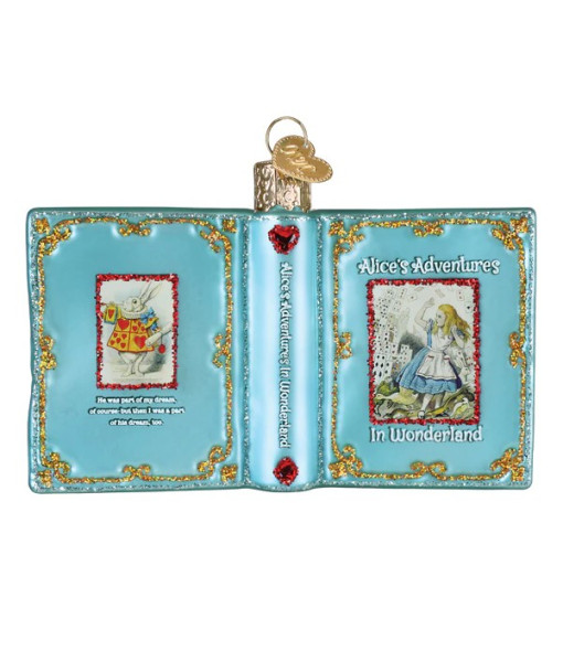 Ornement en verre, livre Alice au pays des merveilles
