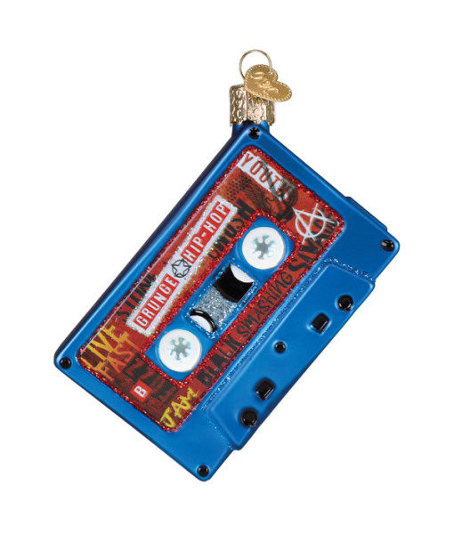Ornement en verre, cassette audio nostalgique des années 1990