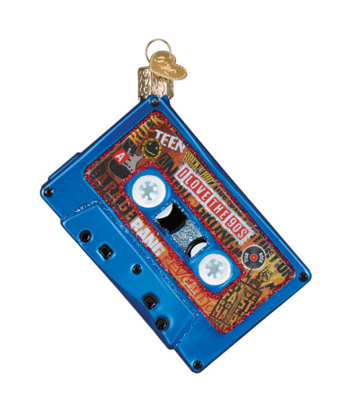 Ornement en verre, cassette audio nostalgique des années 1990