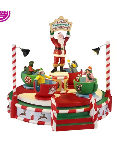 Pièce de table animée illuminée, Tourne-bonbon du Père Noël