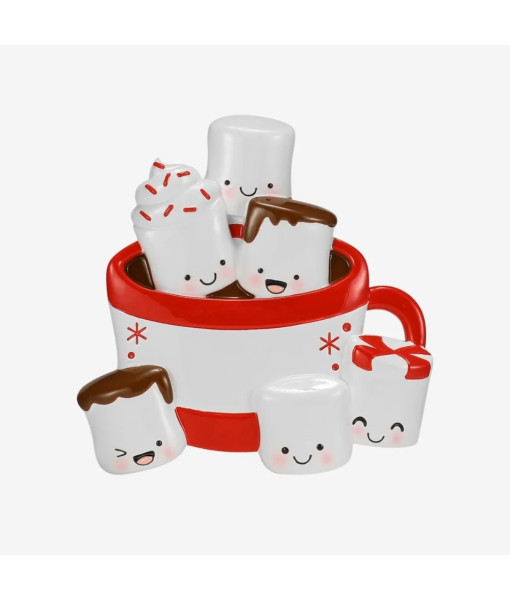 Ornement Personnalisable, Six Guimauves dans du Chocolat Chaud