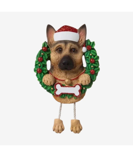 Ornement, personnalisable, berger allemand avec une couronne festive