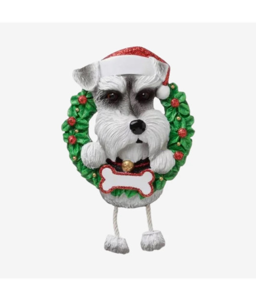 Ornement, personnalisable, schnauzer avec une couronne festive