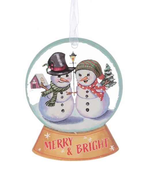 Décoration, boule à neige avec des bonnehommes de neige