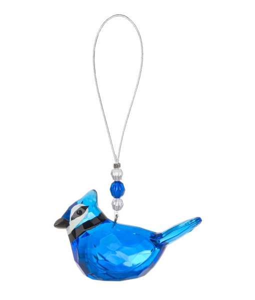 Ornement en acrylique, Geai bleu suspendu.