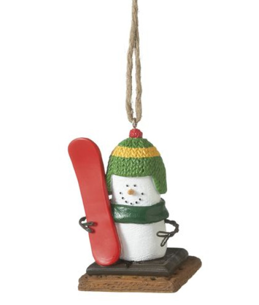 Ornement de sport d'hiver S'mores, snowboardeur.