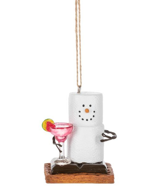 Ornement S'mores Happy Hour avec un cocktail.