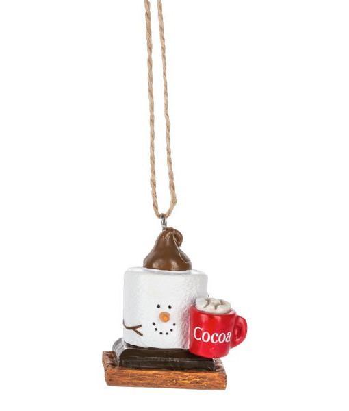 Ornement de boisson chaude S'mores, cacao et guimauves.