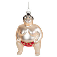 Lutteur de sumo, ornement en verre.