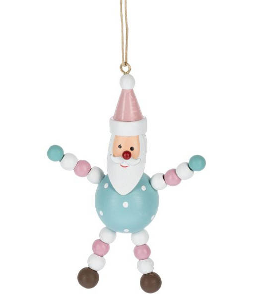 Ornement en bois de style nordique, Père Noël avec des caractéristiques bleu sarcelle Ornement en bois de style nordique, Père Noël avec des caractéristiques bleu sarcelle