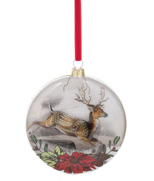 Ornement en verre, style vintage, motif de cerf bondissant