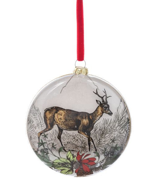 Ornement en verre, style vintage, avec motif de cerf