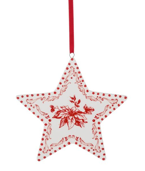Ornement en forme d'étoile de Noël avec motif de poinsettia