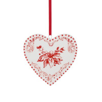 Ornement en forme de cœur avec design de poinsettia.