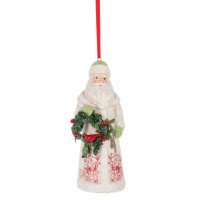 Ornement en forme de Père Noël, avec petite guirlande et cardinal