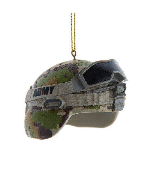 Ornement en résine, casque de combat.