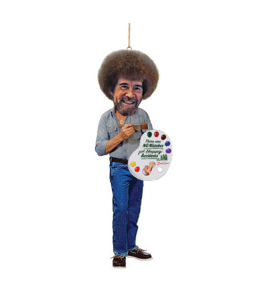 Ornement en résine, Bob Ross® avec palette de peinture.