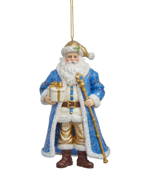 Ornement, Père Noël bleu et or