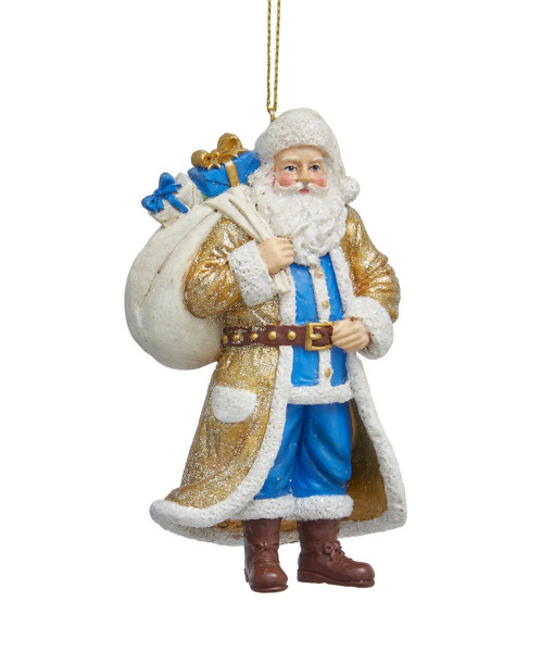 Ornement, Père Noël bleu et or