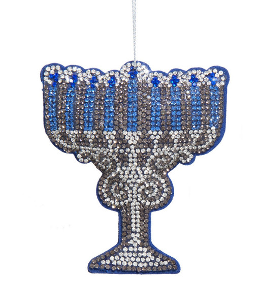 Ornement en verre, Collection Bedazzled™ Menorah de Hanukkah en tissu