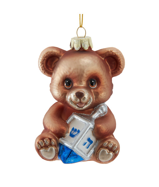 Ornement en verre, Nounours de Hanoukka en verre Noble Gems™ Ornement en verre, Nounours de Hanoukka en verre Noble Gems™