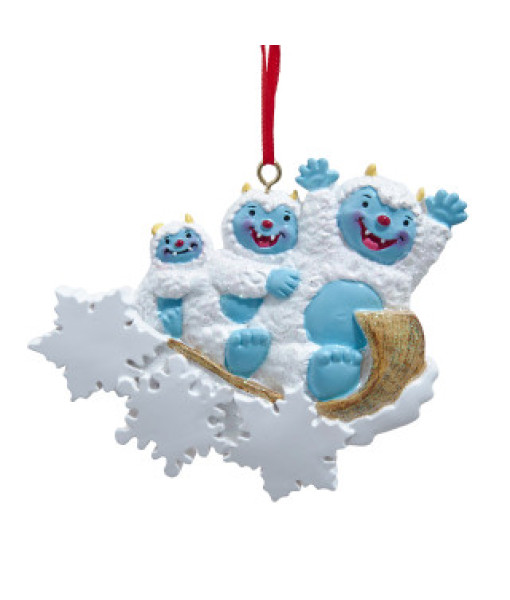 Ornement Famille de 3 Yétis pour Personnalisation.