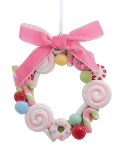 Ornement, couronne de bonbons avec nœud.