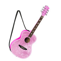 Ornement de guitare rose pailleté avec sangle