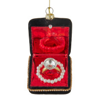 Boîte à bijoux en verre avec ornement de bague en diamant
