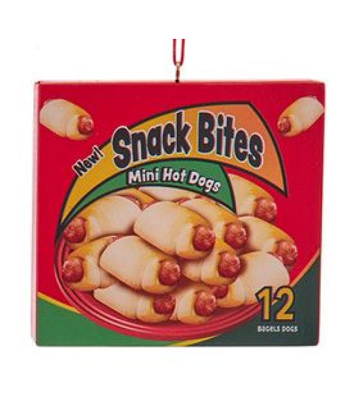 Ornement en plastique, aliments surgelés, petites bouchées.