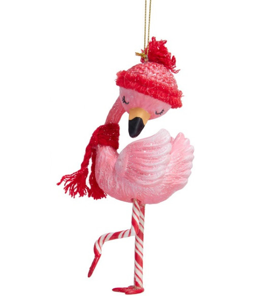 Ornement flamant rose en sucre d’orge
