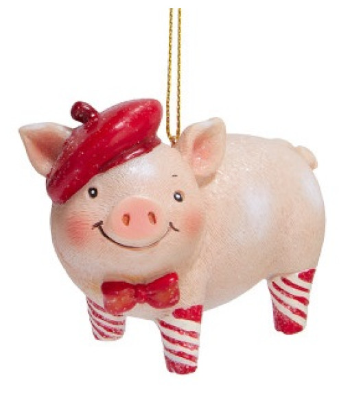 Animal de ferme en sucre d’orge rouge et blanc