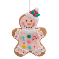 Ornement bonhomme en pain d'épice rose