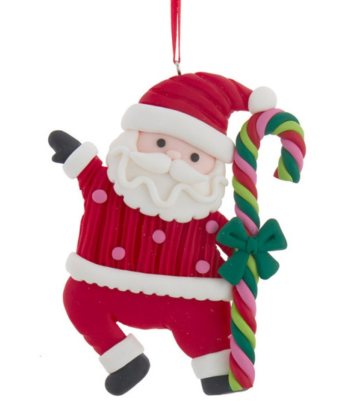 Ornement de Père Noël avec canne en sucre d’orge
