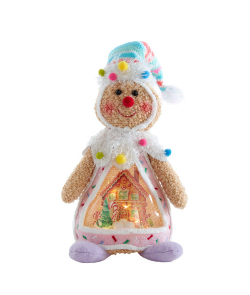 Décoration de table éclairée par LED, personnage en peluche de pain d'épice