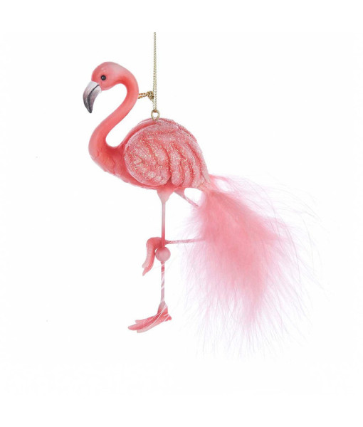 Ornement, flamant rose en plumes