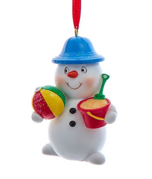 Bonhomme de neige de plage avec ballon