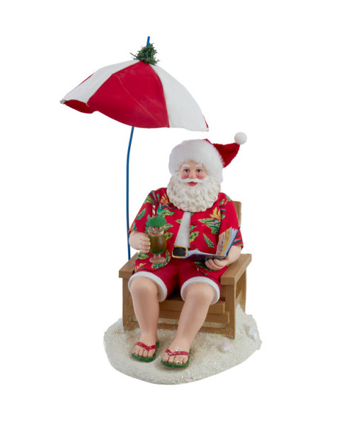 Fabriché™ Père Noël sur la plage, avec parasol