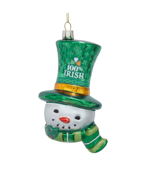 Ornement en verre de tête de bonhomme de neige irlandais Ornement en verre de tête de bonhomme de neige irlandais