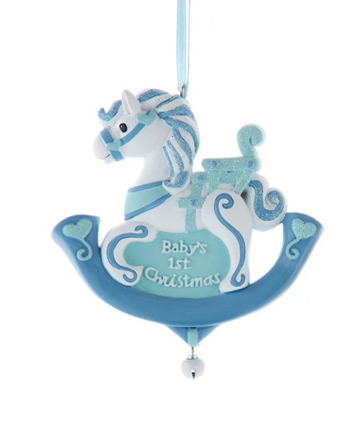 Premiers Ornements de Cheval à Bascule du Bébé,  à Personnaliser (Garçon)