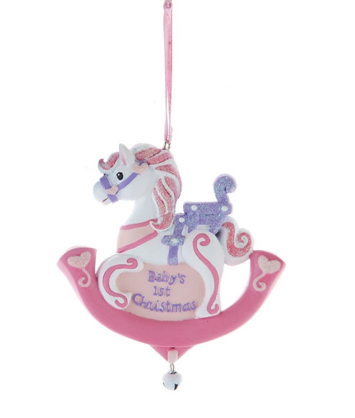 Premiers Ornements de Cheval à Bascule du Bébé à Personnaliser (Fille)