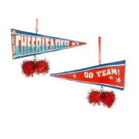 Ornement en résine, fanion de pom-pom girl.