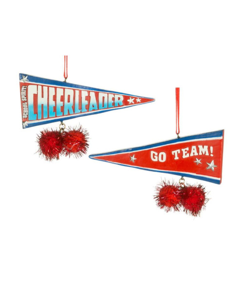 Ornement en résine, fanion de pom-pom girl.