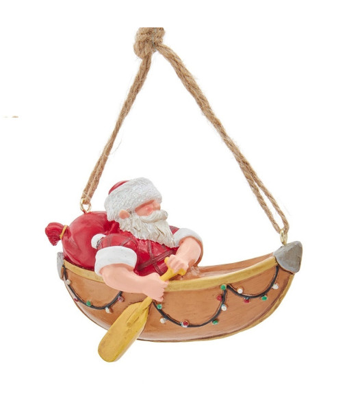 Ornement de  Père Noël en canoë