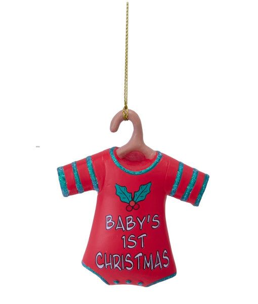 Ornement de premiers pyjamas de Noël avec inscriptions