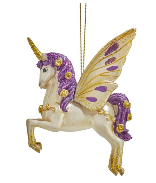 Ornement de licorne violet et or