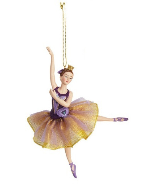 Ornement de ballerine violet et or
