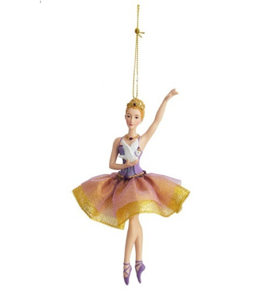 Ornement de ballerine violet et or